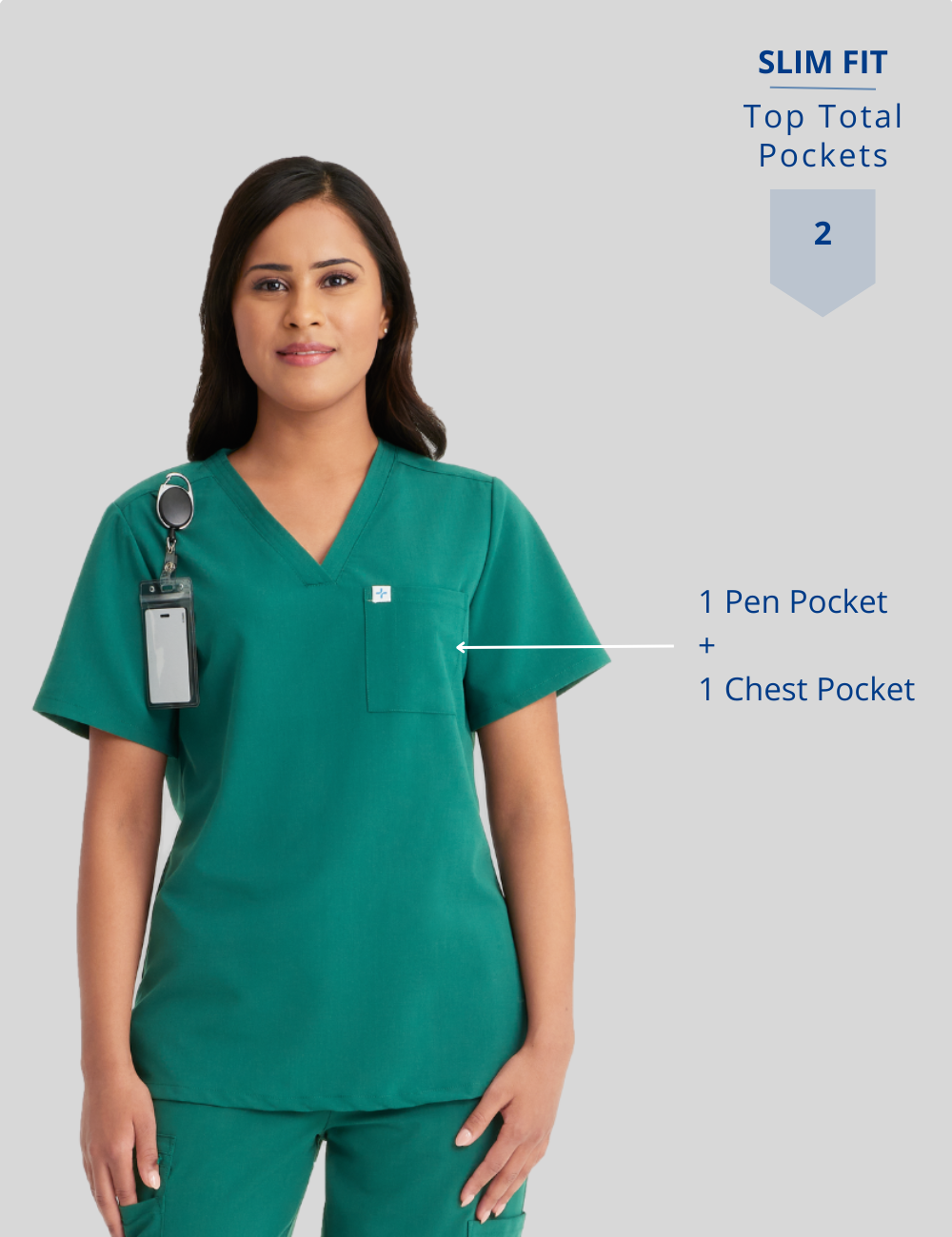 Womens Essential Scrub Top - Teal