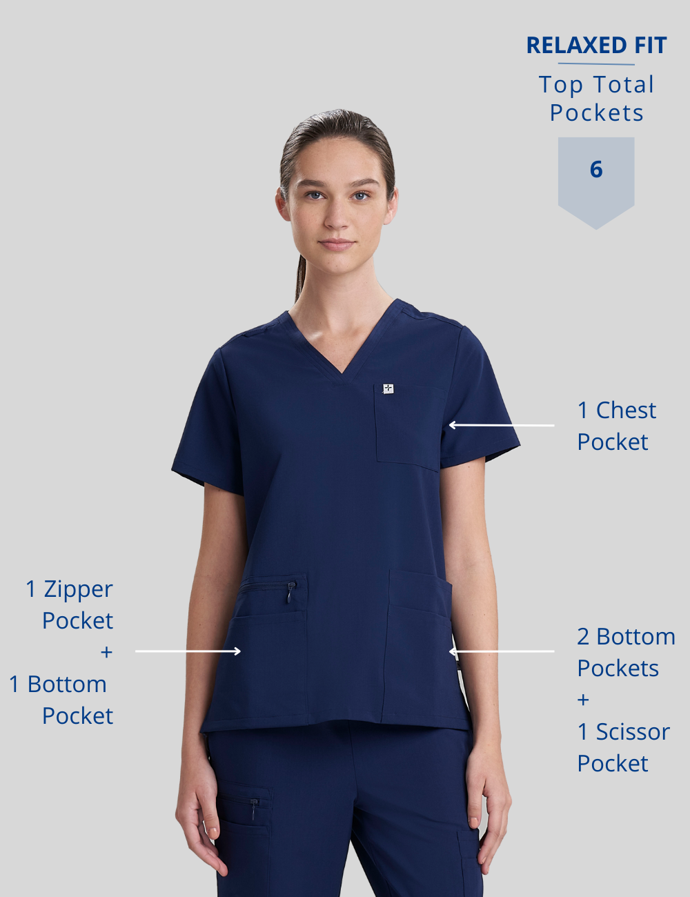 Womens Utility Scrub Top - Royal Blue