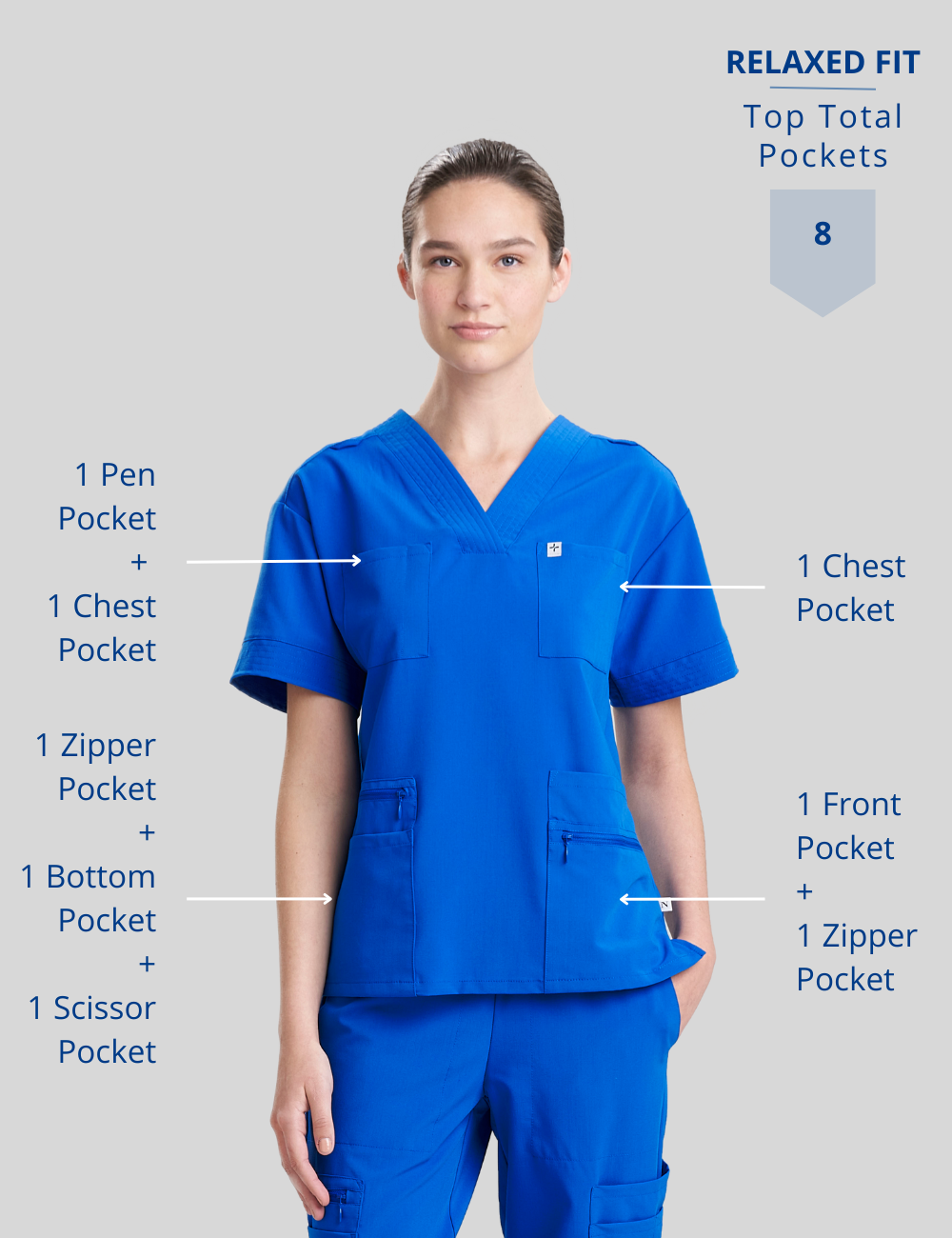 Womens Pro Scrub Top - Royal Blue