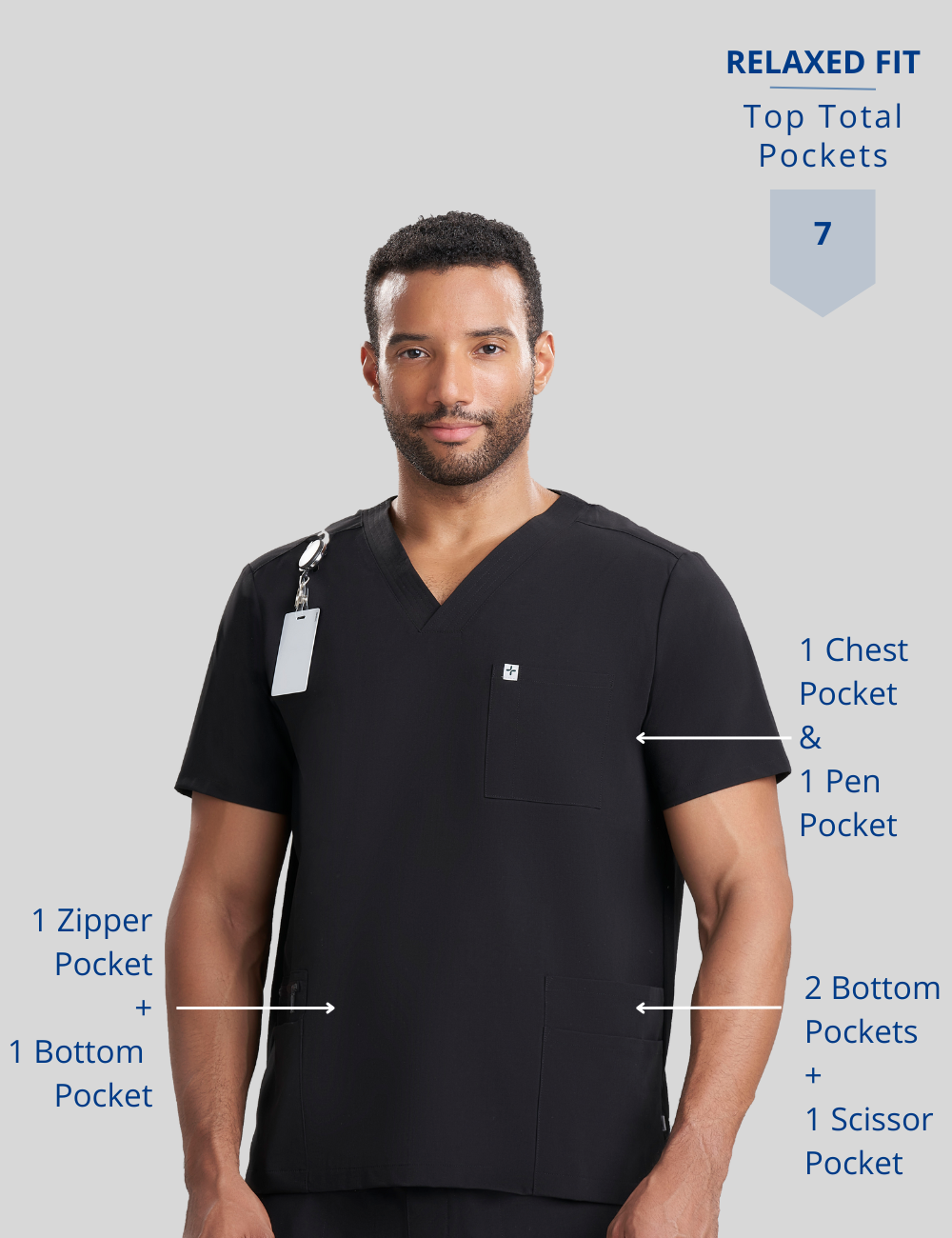 Mens Utility Scrub Top - Black